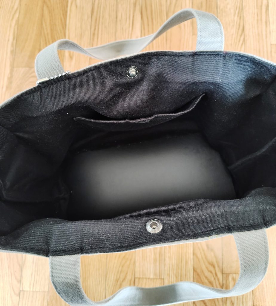 KOSHO ougi 帆布 トートバック MH　グレー×イエローの内部